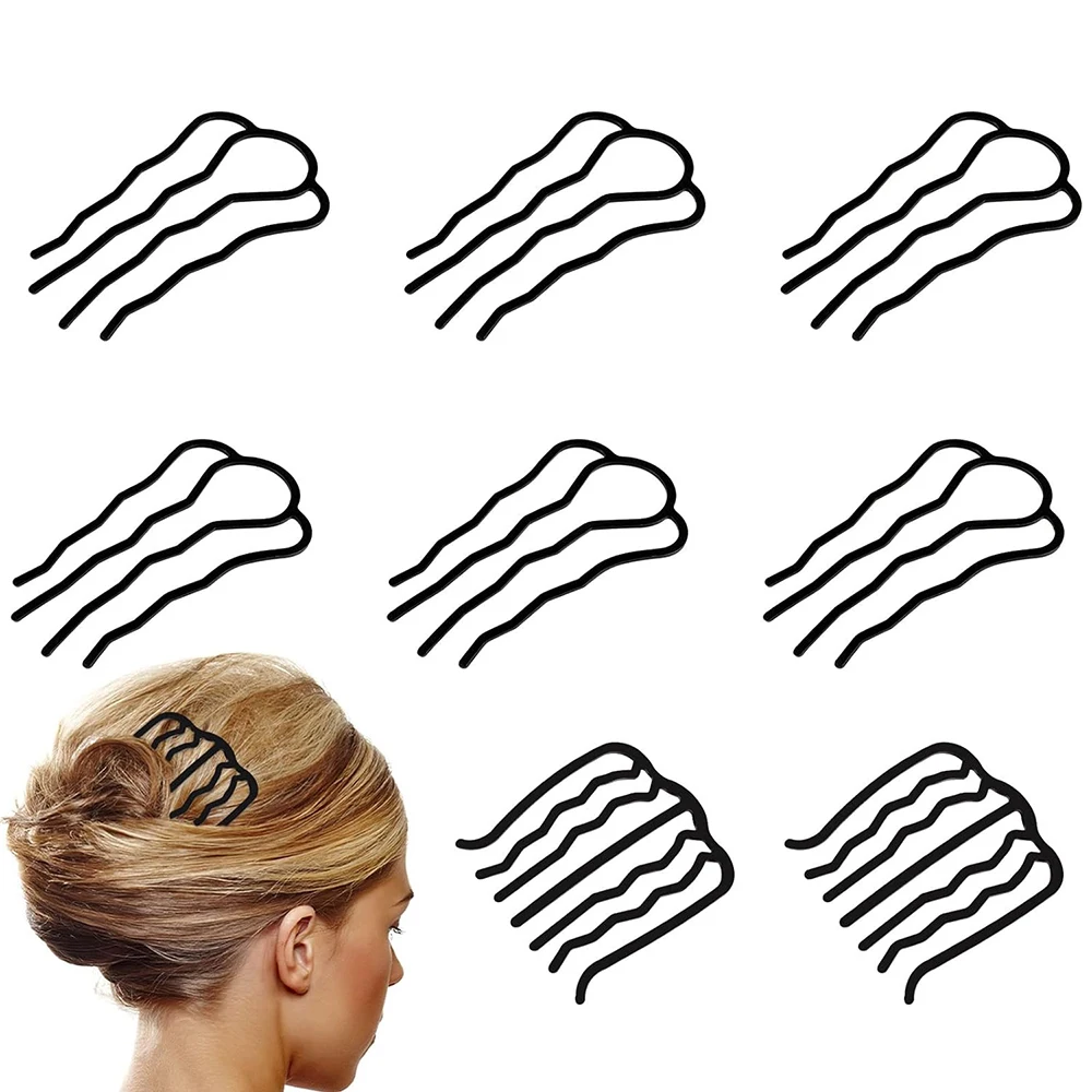 

High Quality U-Shape Hair Combs for Women's French Twist Updo and Bun Vintage Styling (Black)