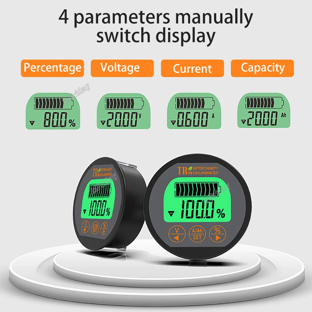 

New 12V-72V Battery Tester 50A 100A 350A Battery Capacity Tester Digital Waterproof Ammeter Voltmeter with Memory Function