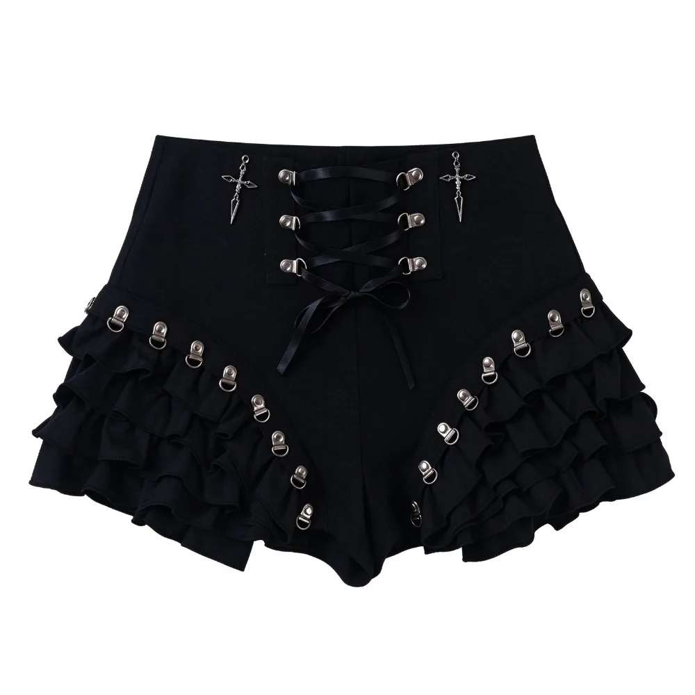 Gothic Y2K Harajuku Bandage Shorts Women Cyberpunk Emo Grunge Alt Streetwear Edgy Aesthetic Punk 2000s Aesthetic Casual Bottoms