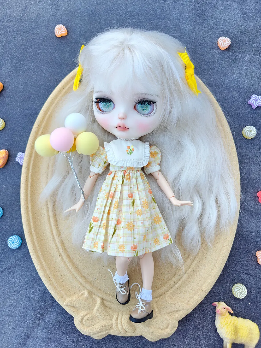 

New Handmade Blythe doll Clothes Printed skirt Short sleeves Cute Cute bunny Dress for Barbie Blythe OB24 Azone Doll Accessories