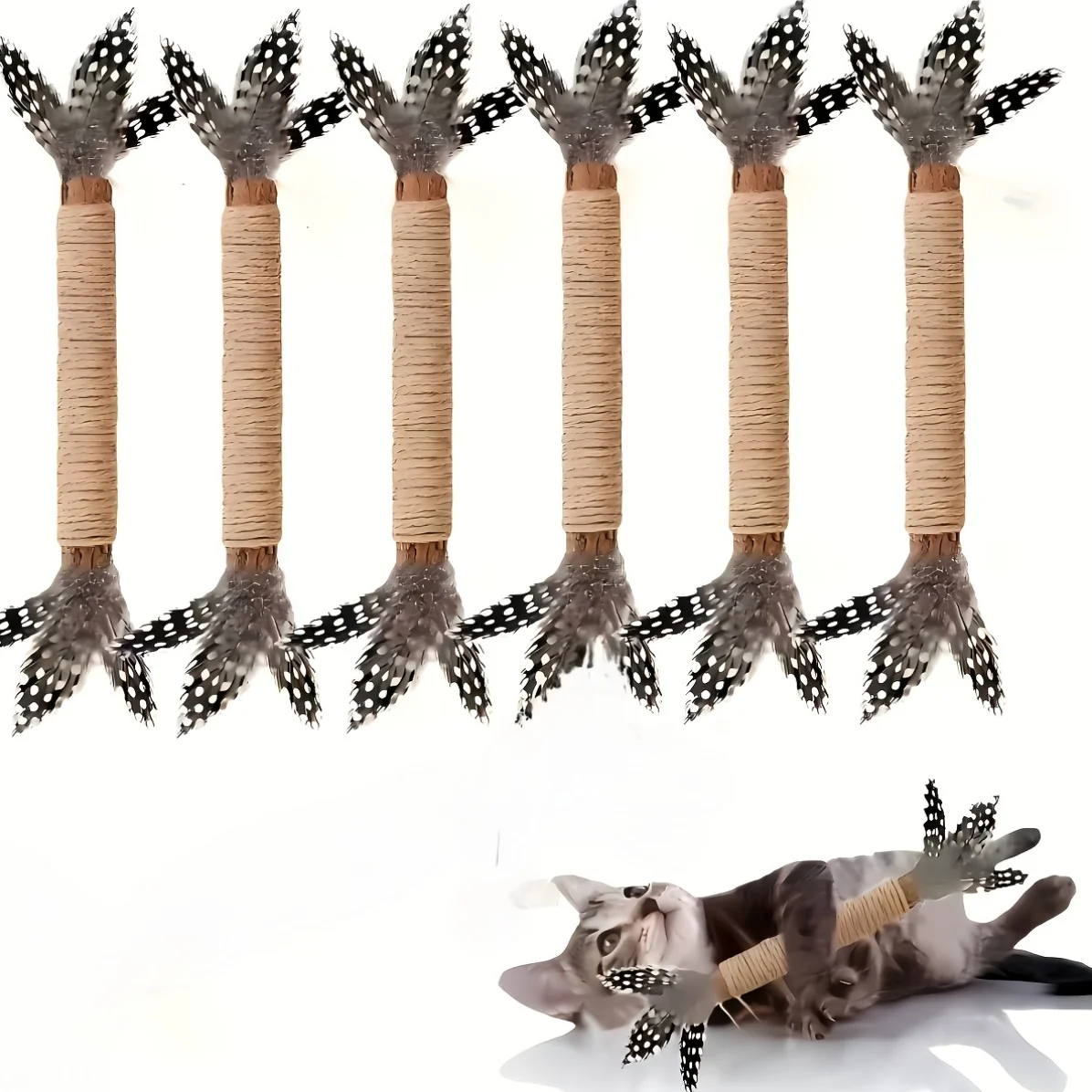 Set of 2 Handcrafted Cat Stick Toys, Sturdy Durable Bite & Kick Sticks, Battery-Free for Dental Health & Playtime