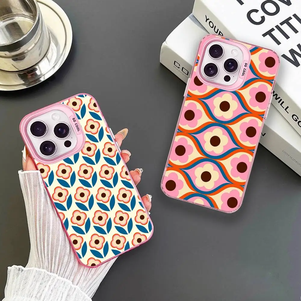 

Flower Multi Stem Orla Kiely Folio Phone Case For iPhone17,16,15,14,13,12,11 Plus,Pro Max Pink Matte Shockproof Cover