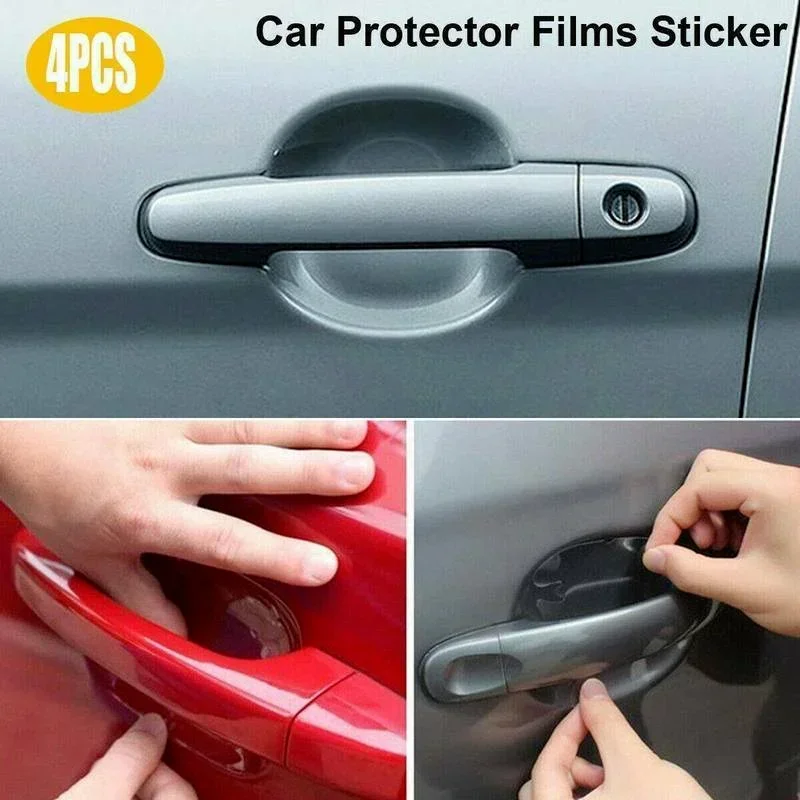 4PCS Car Door Sticker Transparent Handle Protection Film Prevent Scratches Car Decoration Protective Films Stickers on The Car