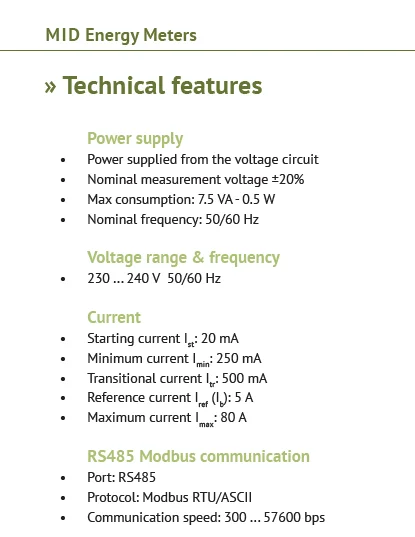 For South America Single Phase Smart Meter Modbus UEM80-2D Algodue Made in Italy Energy Meter