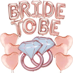 1Set 16Inch Rose Gold Bride To Be Foil Balloons Bachelorette Party Decorations Diamond Ring Balloons Bridal Shower Air Globos