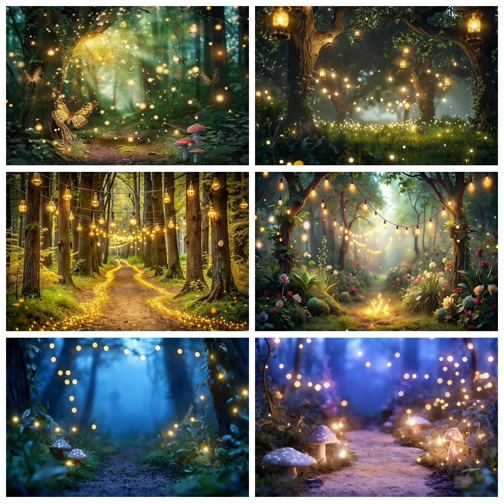 

Fairy Tale Enchanted Forest Backdrop Photography Wonderland Dreamy Jungle Mushroom Baby Birthday Party Backgrounds Decor