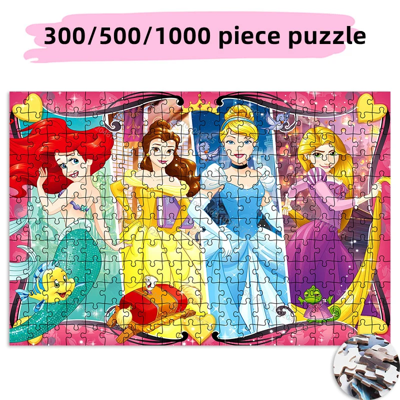 300 500 1000 Pieces Disney Princess Tangled Cinderella Cartoon Creative Paper Puzzle Educational Toy Kids Adult Collection Hobby