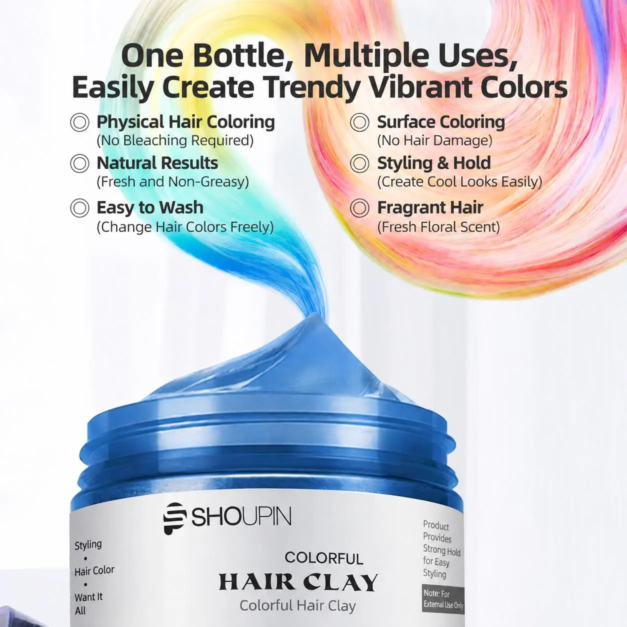 8 Colors Temporary Hair Color Wax Disposable One-Time Use Washable Colored Hair Dye Cream for Party Cosplay DIY Hair Styling