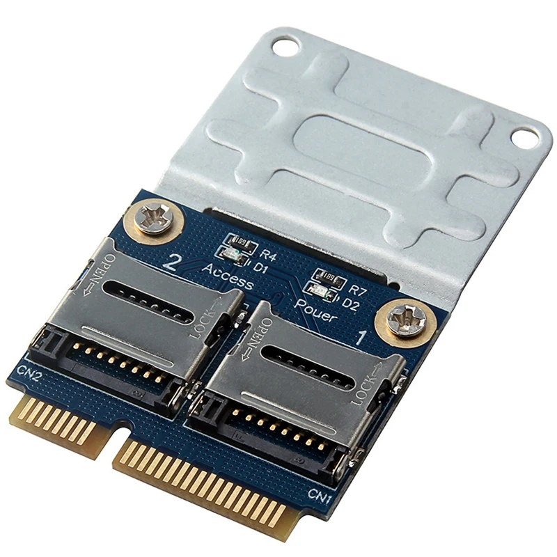 ABMO 2 SSD HDD for Laptop Dual Micro- SD SDHC SDXC TF to Mini PCIe Memory Card Reader MPCIe to 2 Mini-Sdcards Mini Pci-E Adapter