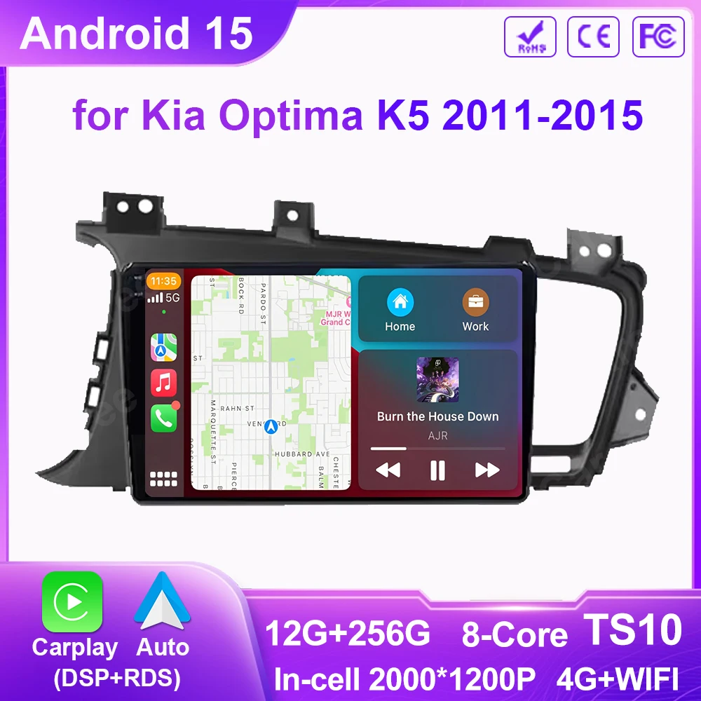 

Android Car Radio for Kia Optima K5 2011-2015 Multimedia Video Player Navi Carplay Stereo Head Unit GPS Navigation WiFi No 2 Din