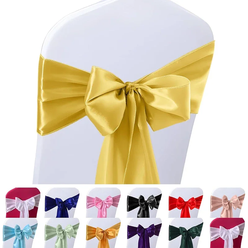10 Pcs Satin Chair Sashes Elegant Premium Quality Chair Ribbons Bows Chairs Tie Back Chairs Decoration For Wedding Banquet Party