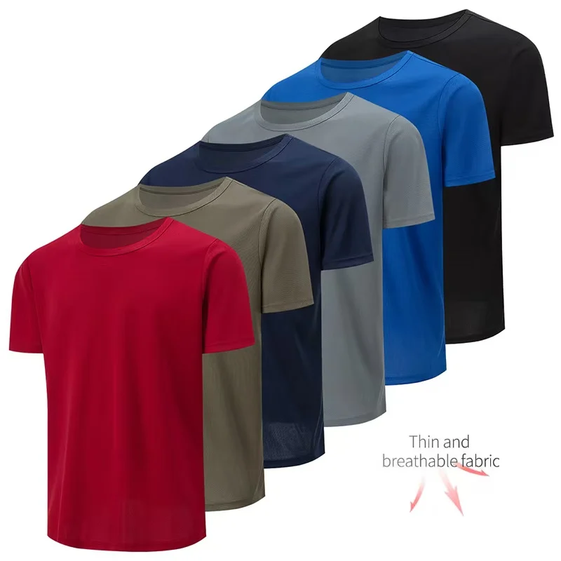 1/4/6 Piece Men's Summer Solid Color Quick-drying Breathable Short-sleeved 6-color Outdoor Sports Fitness Running Casual T-shirt
