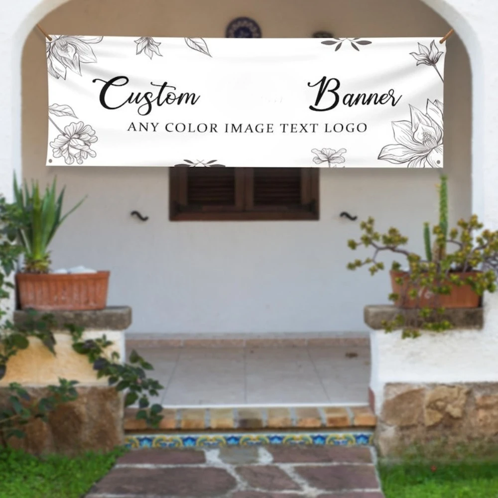 لافتة بوليستر مخصصة مع أي نص/شعار/نمط، و10 حمالات للأعمال وأعياد الميلاد والحفلات وحفلات الزفاف وأعياد الميلاد
