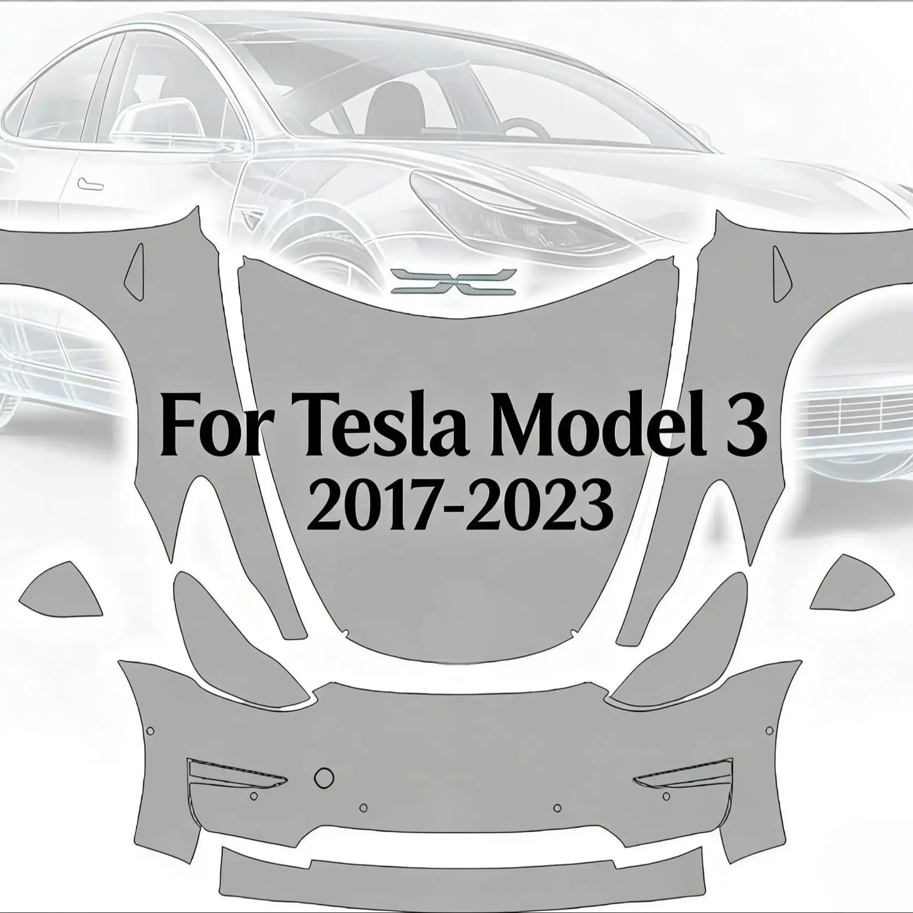 

For Tesla Model 3 2017-2023 TPU Bumper Hood Pre-cut PPF Kit Clear Paint Protective Film Custom Anti Scratch Self Healing Shield