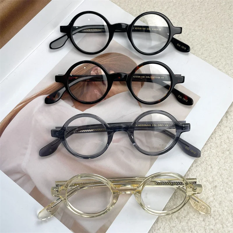 Fashion Acetate Glasses Frame Men Vintage Plate Small Face Round Eyeglasses Full Frames Women Circle Spectacles Designer Eyewear image 2