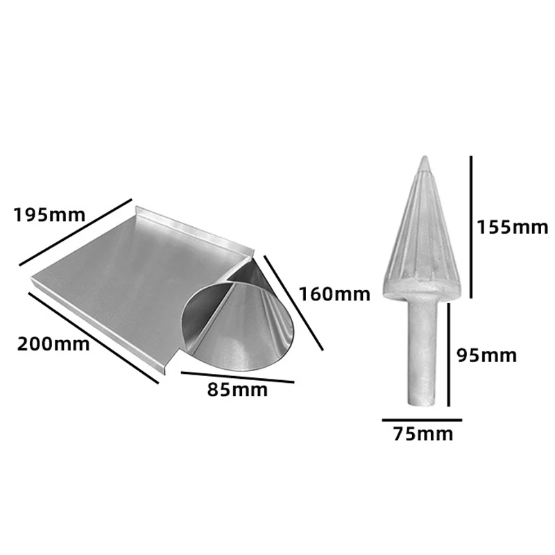 مخروط كبير من الألومنيوم المصبوب التجاري مصنوع يدويًا قالب مخروطي آيس كريم سريع الشكل قالب مخروطي للآيس كريم
