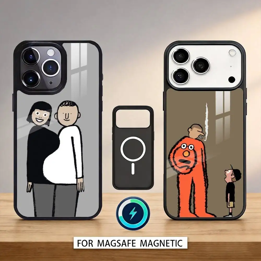 

J-Jean J-Jullien M-Minimalist Art Phone Case Magnetic For iPhone17 16 15 14 13 12 Pro Max For Magsafe Wireless Charging Cover