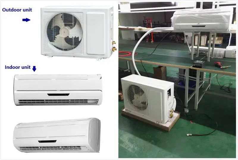 Hybrid Solar Air Conditioner for Home and Commercial Use Hybrid AC/DC Power Solar Wall Split air Conditioner 9000BTU for Home