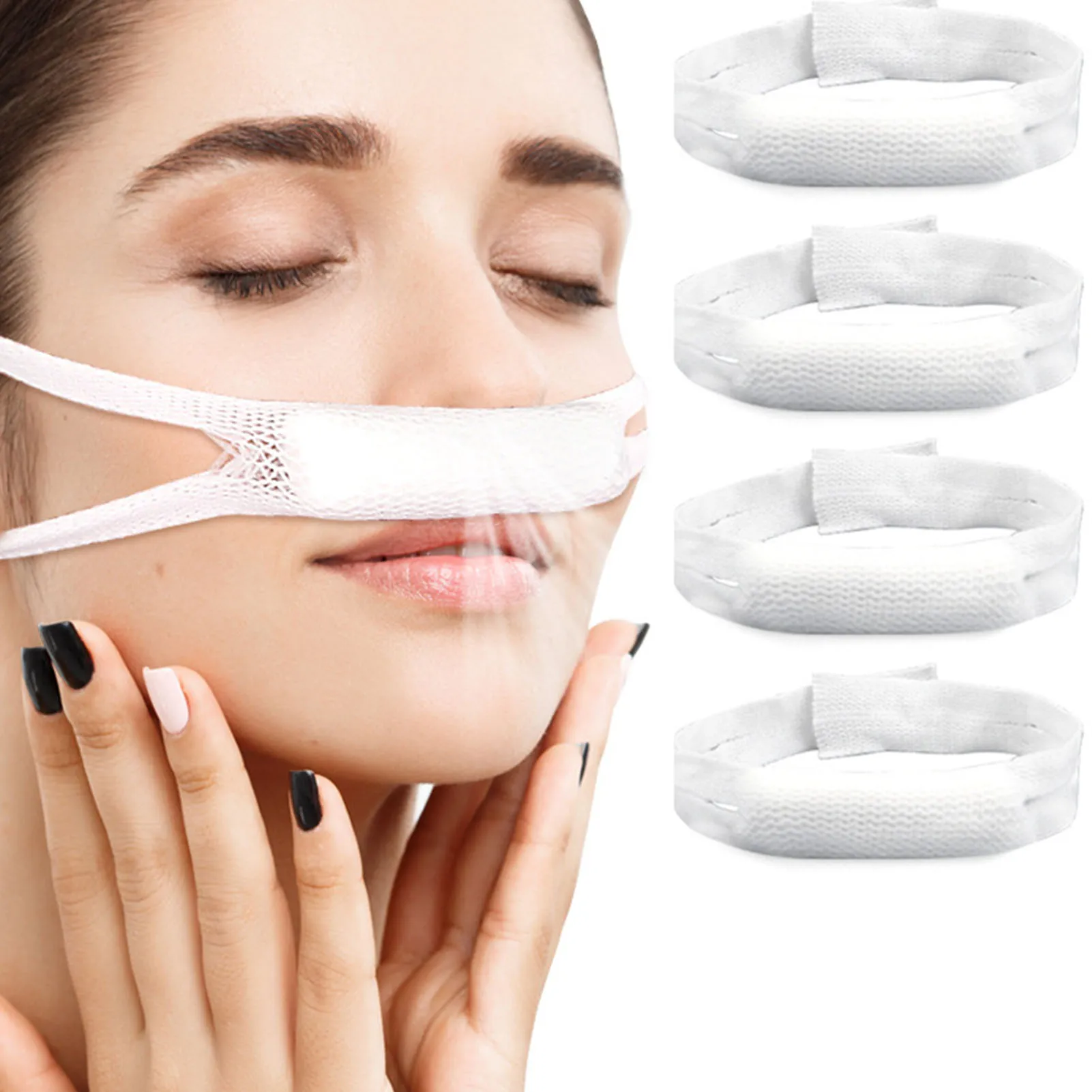 4pcs Elastic Nose Bandage External Nasal Bandage Stretchable Waterproof Nose Surgery Elastic Bandage With Mesh Lugs Nose Bandage