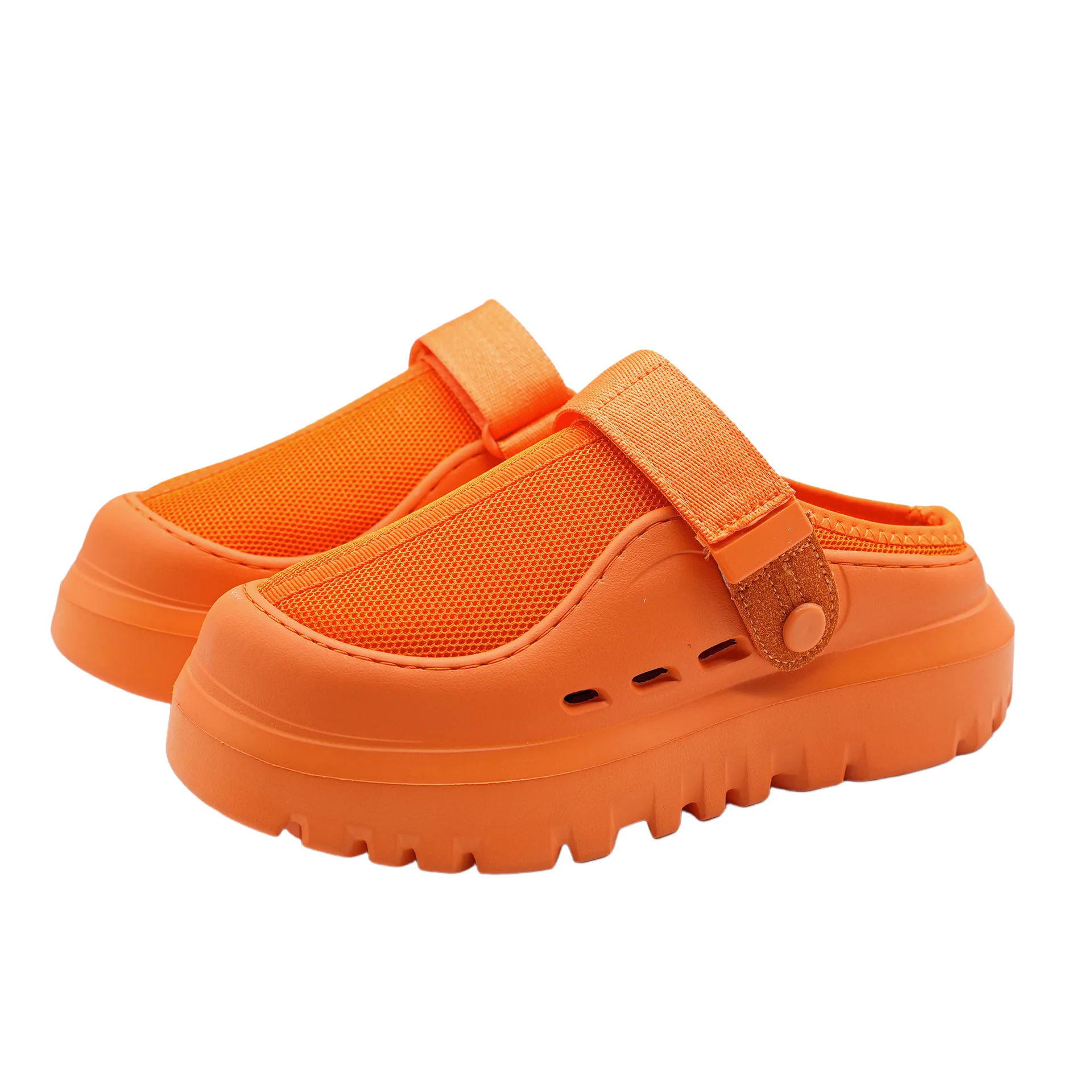 

Summer New Orange Unisex Fashionable, Comfortable, Lightweight, Solid Color Thick Bottom Velcro Casual Sandals