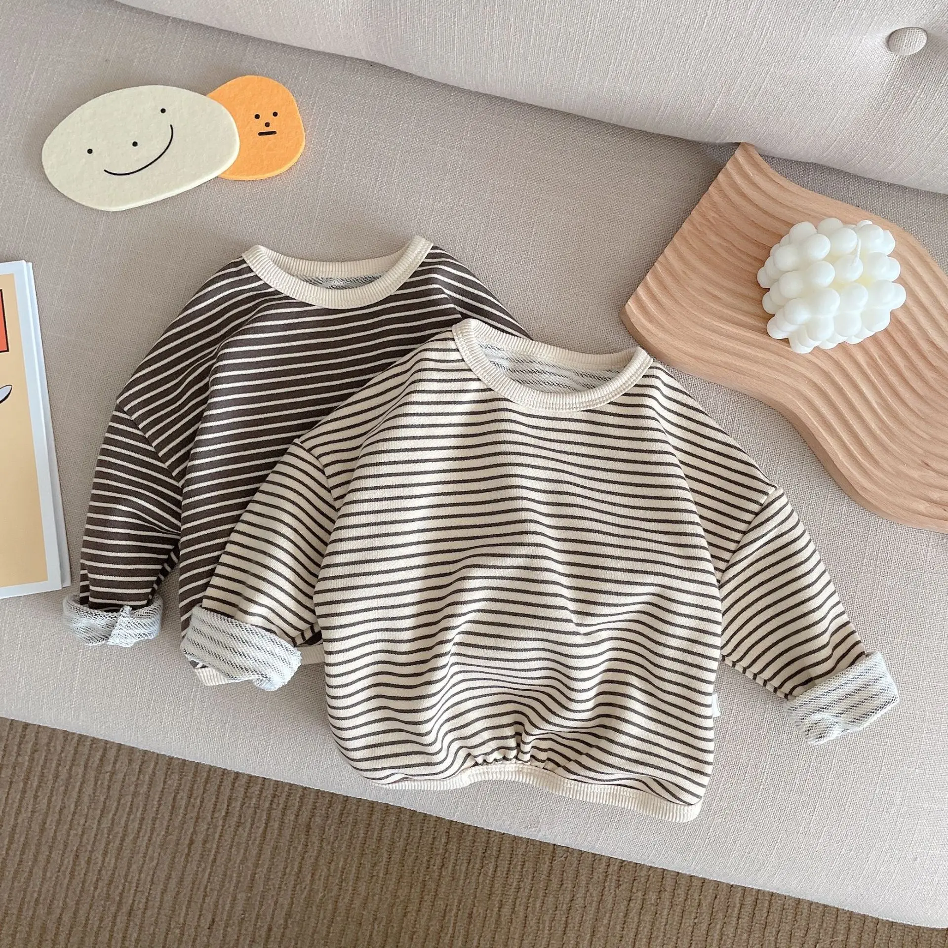 

Spring Autumn Newborn Baby and Girls Boys Cotton Striped Sweatshirt Kids Track Jumper Coat Child Outfit Pullover Tops 1-8 Years