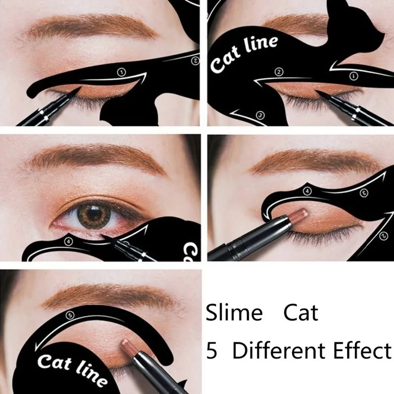 Cat Line Eyeliner Stencils Black Pro Eye Makeup Tool Eye Template Shaper Model Easy To Make Up Cat Line Stencils Eyeliner Card