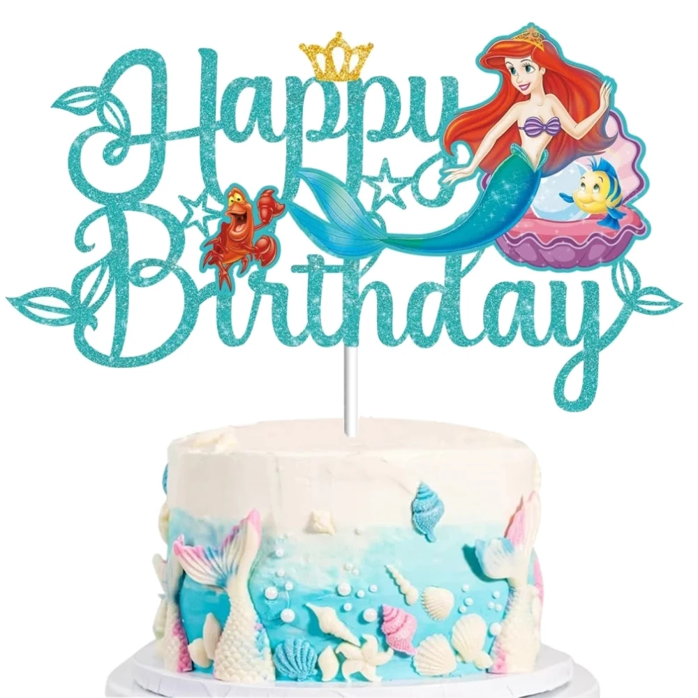 Princess The Little Mermaid Ariel Tableware Set Girl Birthday Decorations Paper Plate Cake Topper Baby Shower Party Supplies