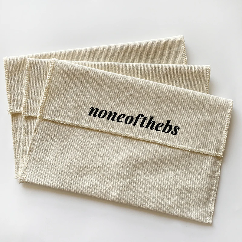 Custom Size Fashion Design Canvas Flap Storage Bags 10x10cm 15x20cm 25x40cm 35x45cm Cotton Towels Dust Pouch