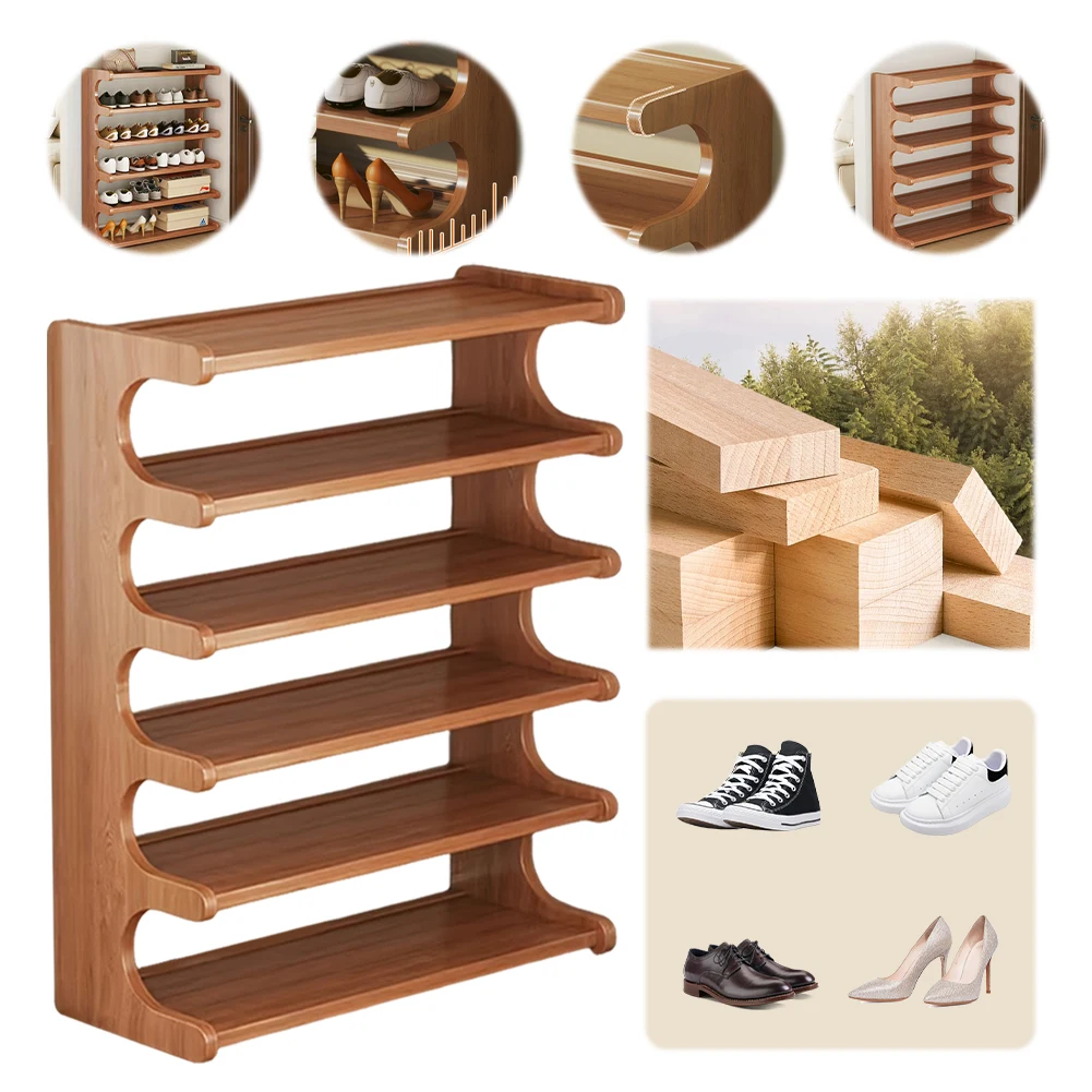 

Деревянная подставка для обуви, органайзер для хранения обуви, 6-ярусная полка для обуви, многофункциональная полка для демонстрации обуви для прихожей