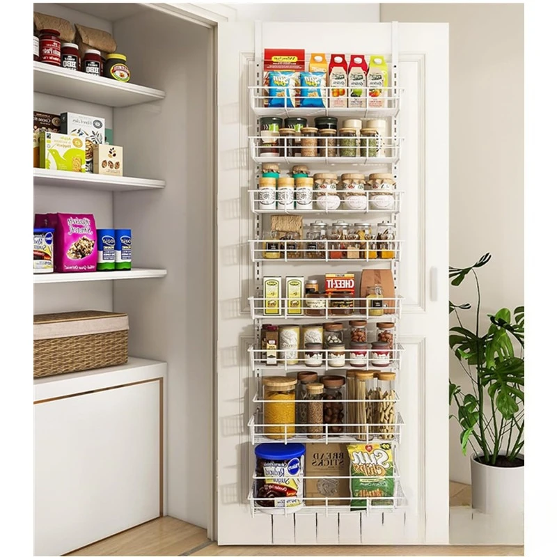 

Adjustable rear door rack Multi-layer non-punching storage basket Bathroom Kitchen rear door sundries storage