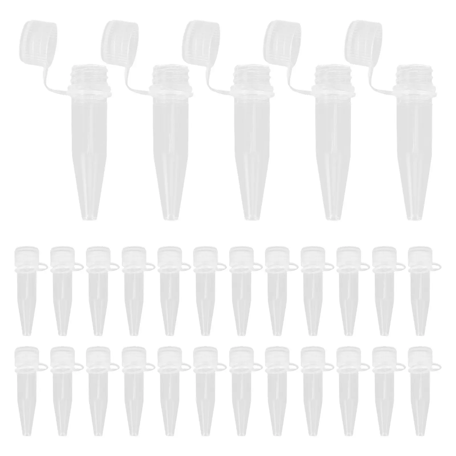

50Pcs Clear Centrifuge Tubes Transparent Polypropylene Graduated Plastic Tubes Conical Bottom Leakproof Caps for Scientific
