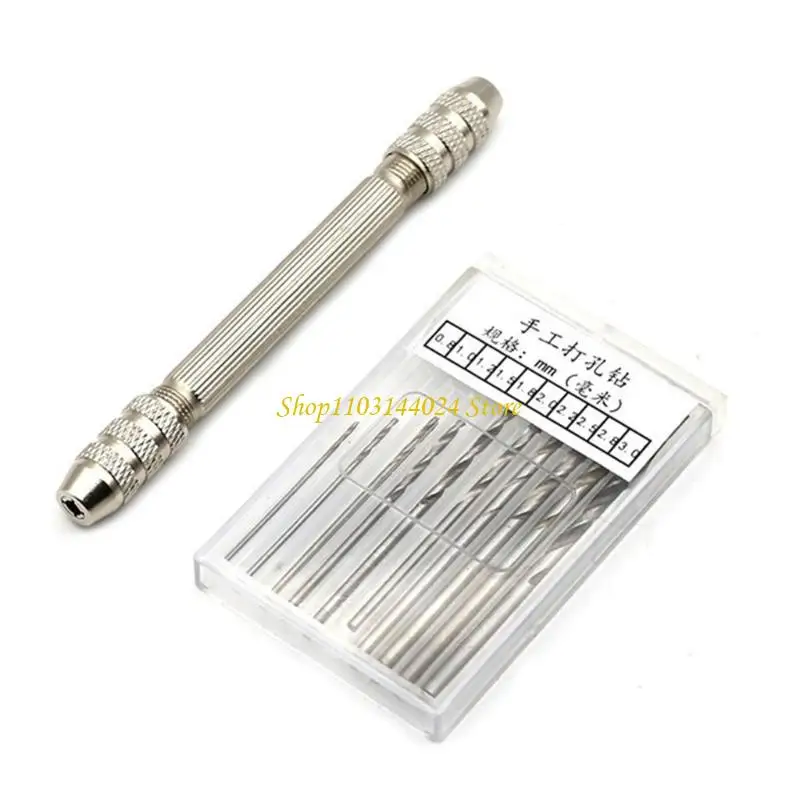 N5KE Double End Pin Vise Chuck Hand Drill Bit Mini Drill Chuck Micro Twist Bit Watch Jewelry Making Repair Tool Watchmaker