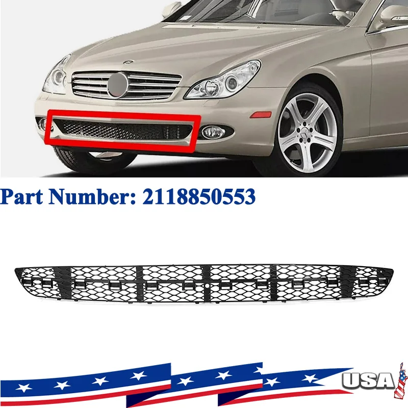 

Front Bumper Lower Center Grill Grille For Mercedes Benz E Class W211 E320 E350 E500 2003 2004-2006 Lower Grille Mesh 2118850553