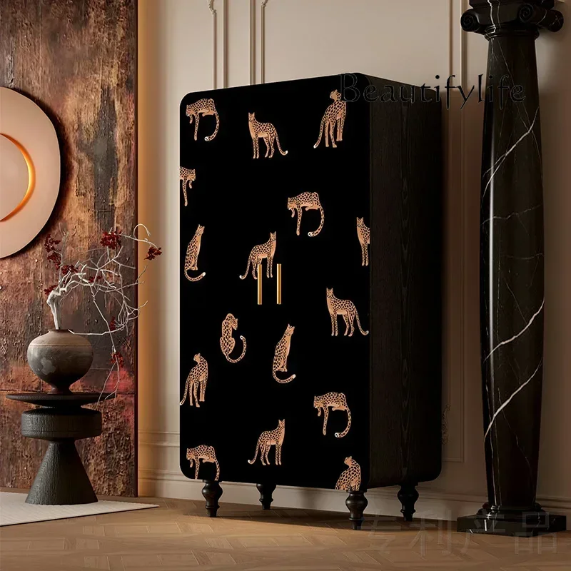 

05-yj15 French retro solid wood wardrobe household cabinet double door bedroom storage wardrobe