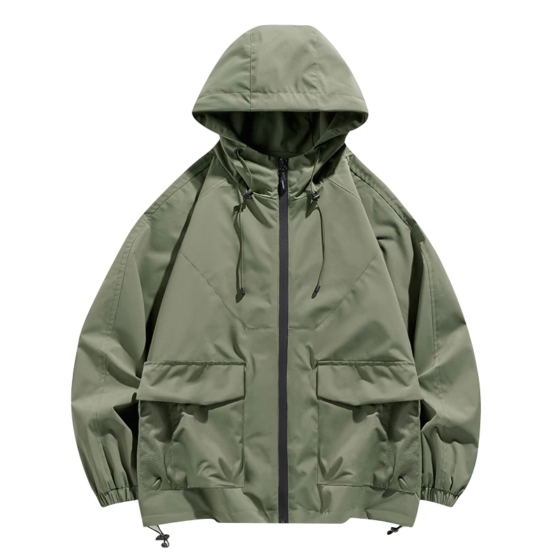 Vintage Outdoor Hooded Jacket Men Women Large Pockets Windproof Adventure Coat Weatherproof Loose-Fit Outerwear for All Seasons