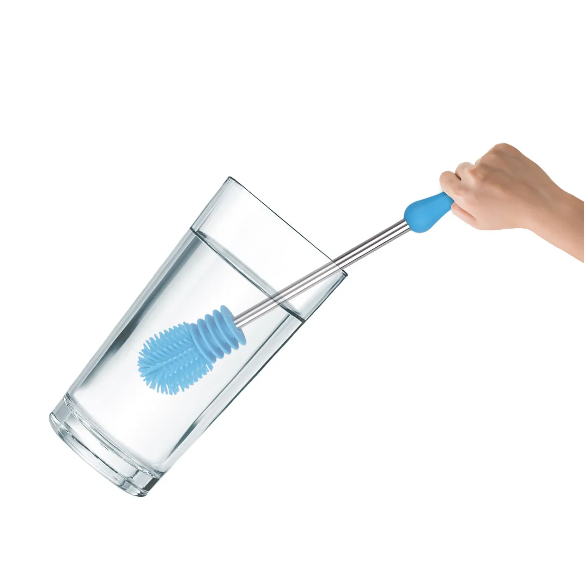 

Long Handle Baby Bottle Brush Glass Feeding Bottle Cleaning Brush for Home Kitchen Blue Silicone Handle Effortless Cleaning