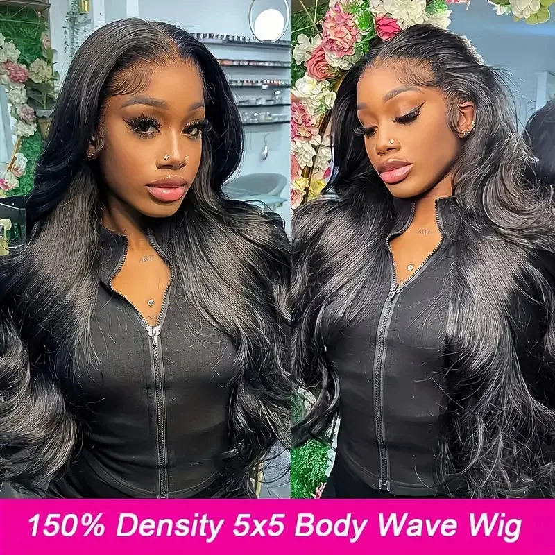 Front Lace - Women's middle-parted long wavy curly hair, voluminous and natural full-head wig