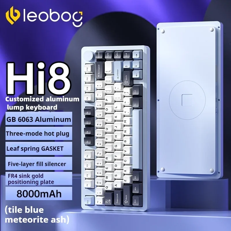 Imagem -03 - Leobog-teclado Mecânico de Alumínio Bluetooth sem Fio Rgb Estrutura Personalizada Botão de Metal Hi8 Três Modo Acessório Presente