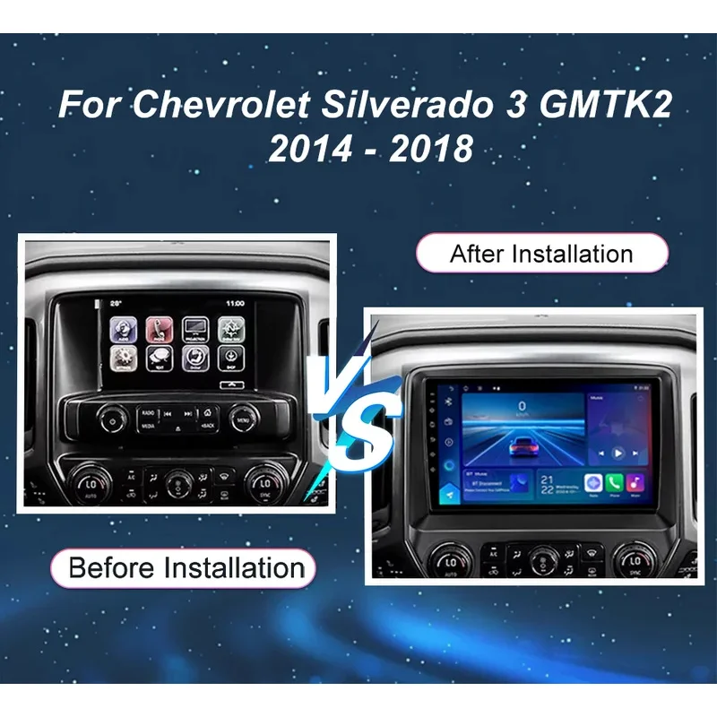 Android 15 Carplay Auto Car Radio Multimedia For Chevrolet Silverado 3 GMTK2 2014 2015 2016 2017 2018 Autoradio Stereo Head Unit