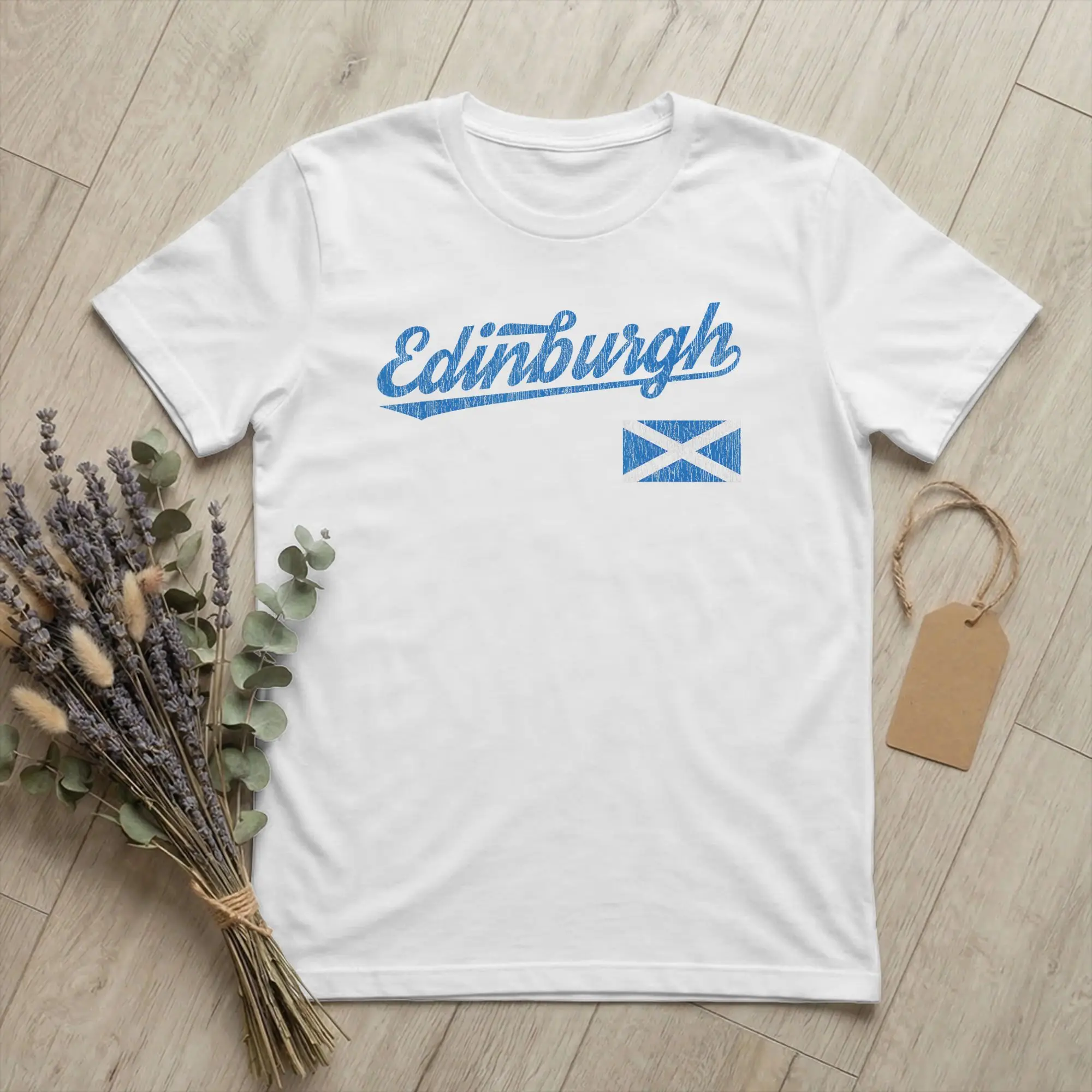 Edinburgh Scotland United Kingdom Men's T Shirt UK Flag Novelty Tee Shirt Short Sleeve O Neck T-Shirt Cotton Classic merchandise