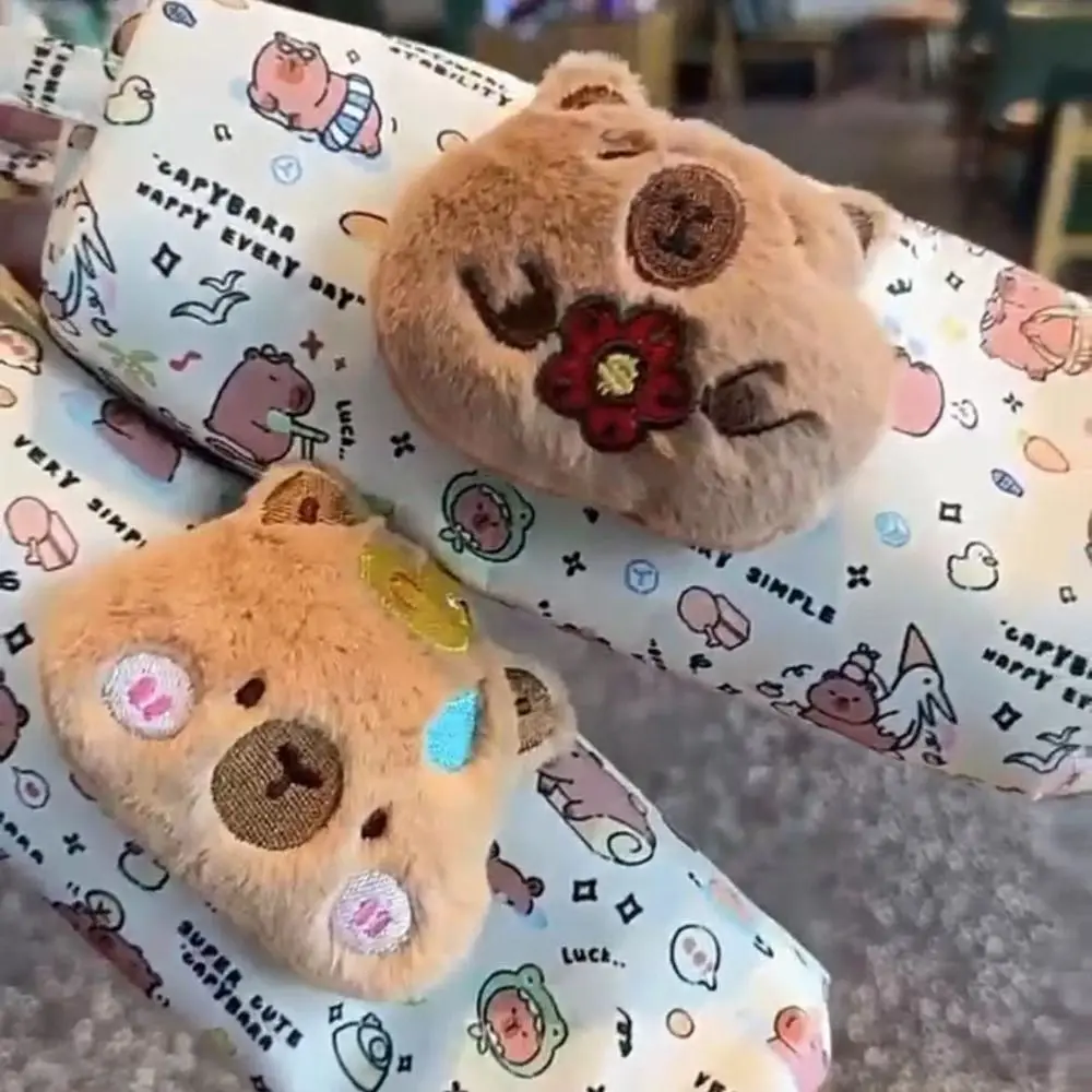 Cute Capybara Cartoon Print Pencil Case Multi-functional Large Capacity Pen Bag Zipper Stationery Storage Pouch for Student Gift