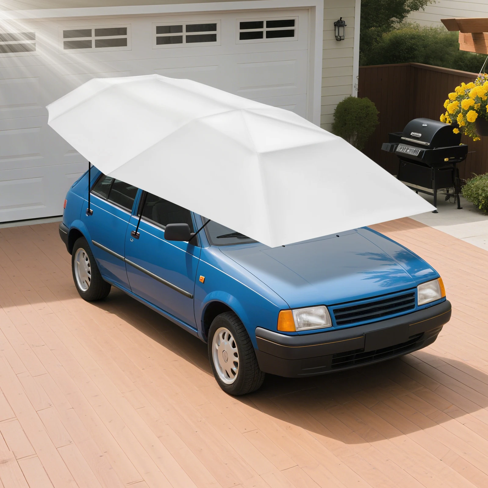 

Car Sun Shade Umbrella Cover Tent Car Canopy Cover large Area Car Awning Cover Easy to Carry Sunproof Rainproof and Windproof