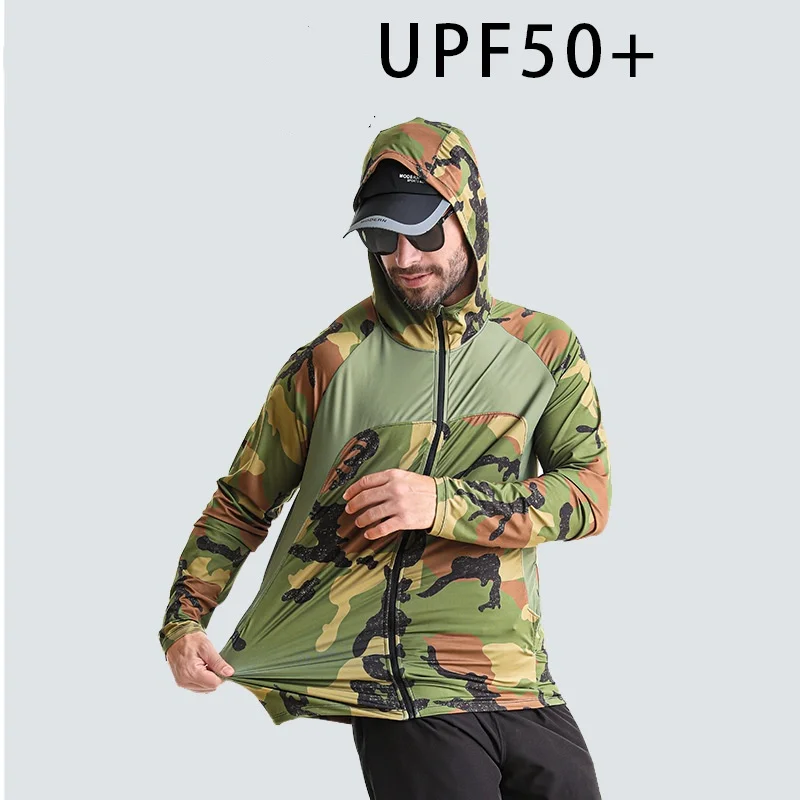 Men Anti-UV Sun Protection Camouflage Outdoor Water Sports Beach Surfing Fishing Clothes UPF50+Long Sleeve Breathable SwimSuit