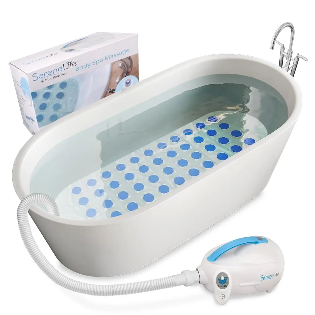 

Portable Spa Bubble Bath Massager - Thermal Spa Waterproof Non-slip Mat with Suction Cup Bottom, Motorized Air Pump