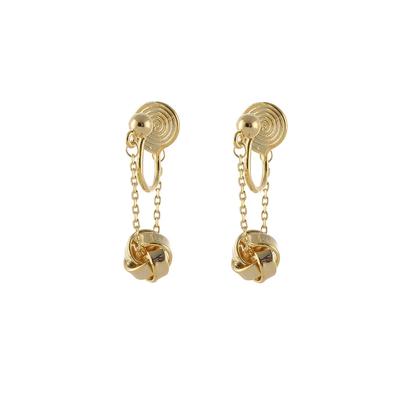 New Tassel Metal Ball Earrings Simple No Ear Holes Mosquito Coil Ear Clip Female Gift Wholesale