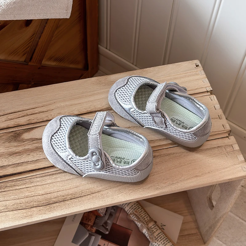 Kids Breathable Mesh Mary Jane Sandals Adjustable Strap Anti Collision Toe Non Slip Sole Three Color Toddler Daily Footwear