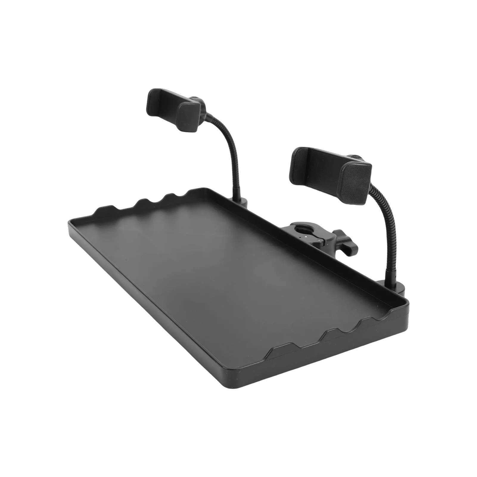 Microphone Clip Tray with Dual Hose Dual Phone Holder Storage Tray Mic Stand Camera Tripod for Stage Music Sheet Live Streaming