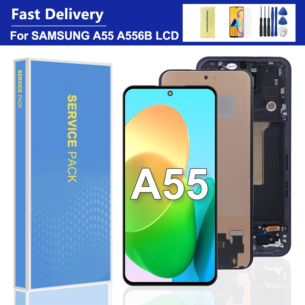 6.6\'\' For Samsung A55 5G LCD Display Touch Screen Digitizer For Samsung A556B A556B/DS SM-A556E SM-A556E/DS LCD With Frame