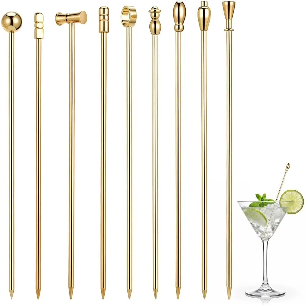 Palillos para Cócteles de Acero Inoxidable - Reutilizables, Brochetas Metálicas para Bebidas y Aperitivos