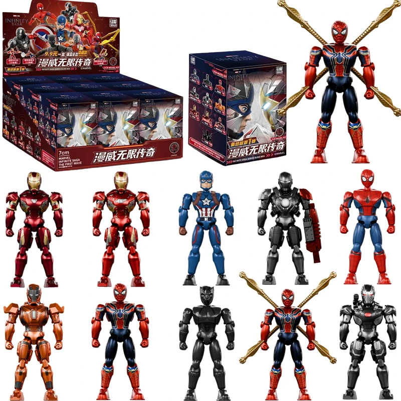 ZDTDS Original Iron Man Spider Man MK29 MK36 MK46 War Machine Captain America Black Panther Action Figures Assembly Model Toys